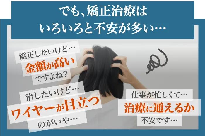 でも、矯正治療はいろいろと不安が多い…